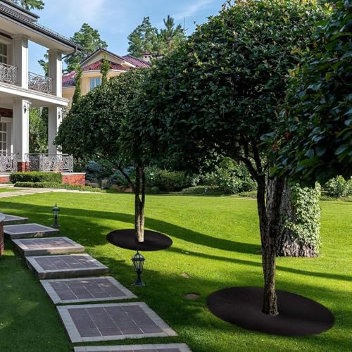 Mulch Rings for Trees,Non-Woven Heavy Duty Reusable Cover - Disc Tree Mat - for Outdoor Plant Gardening Ground Protection Grass Control - color: 36 inches