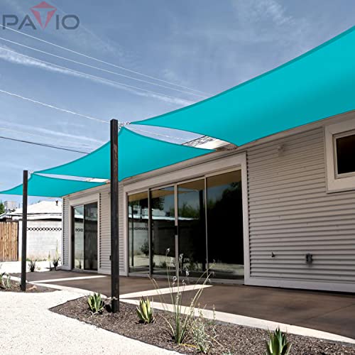 Patio Paradise 9' x 10' Sun Shade Sail Waterproof Turquoise Rectangle Shade Canopy UV Block Tarp Cloth Outdoor Patio Cover for Garden Backyard Deck Awning - color: Turquoise, size: 9' x 10'