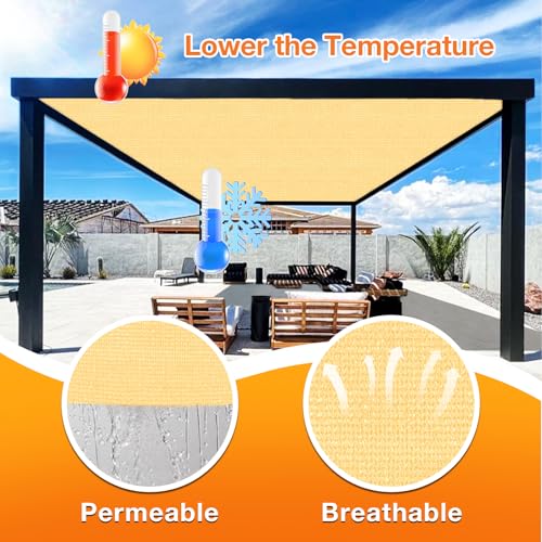 Artpuch Outdoor Pergola Shade Cover 4x4 FT Sun Shade Cloth with Grommets Sand Commercial Grade Patio Privacy Screen Shade Canopy (Customized Available) GN04 - color: Sand, size: 4' X 4' Customized