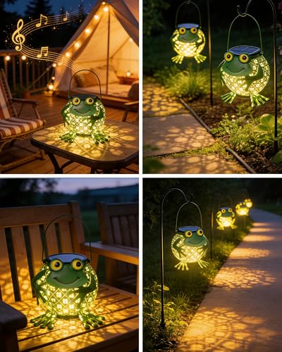 Solar Lanterns Outdoor, Solar Lights Outdoor Garden Decor, Waterproof Outdoor Hanging Lantern Solar Garden Lights Frog for Outside Patio Yard, Lawn, Porch, Backyard Decoration - style: Frog