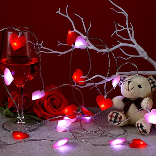 Zhanmai 2 Pcs Valentine Heart String Light Decor 10 ft 20 LEDs Heart Fairy Lights Battery Operated Room Valentines Decor for Indoor Outdoor Home Bedroom Wedding Anniversary Party - style: Valentine