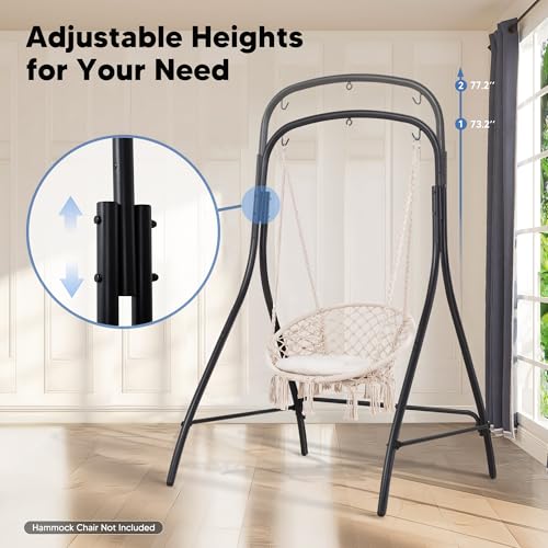 SUNCREAT Hammock Chair Stand, Heavy-Duty Steel Hammock Stand, 400 lbs Capacity, Adjustable Height, Dual-use Swing Stand for Outdoor Indoor, Hammock Chair not Included, Black - color: Black