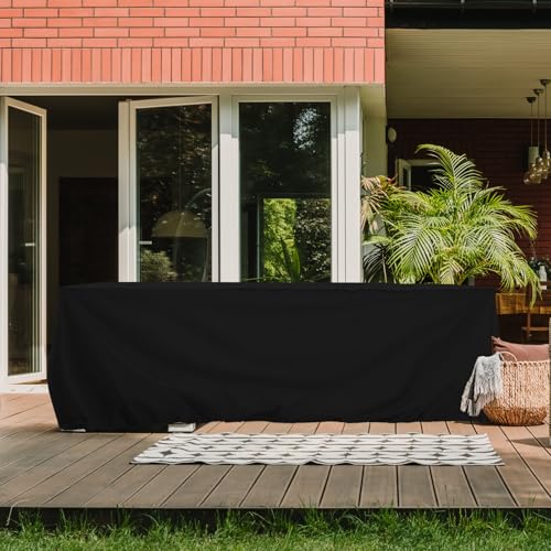 Tempera Patio Furniture Cover,Outdoor Table And Chair Covers Waterproof, Outdoor Dining Set Cover,Heavy Duty Rectangle Patio Furniture Covers,102''L x 74''W x 27.8''H,Black - color: Black, size: 102''L x 74''W x 27.8''H