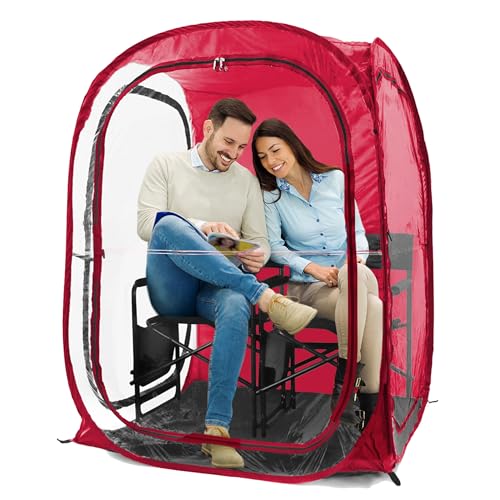 WeatherPod® Pop-Up Sports Tent 1-2 Person – Instant Setup MyPod™ Original Shark Tank All-Weather Pod Shelter for Outdoor Sports, Rain, Wind & Cold - color: Red, size: X-Large