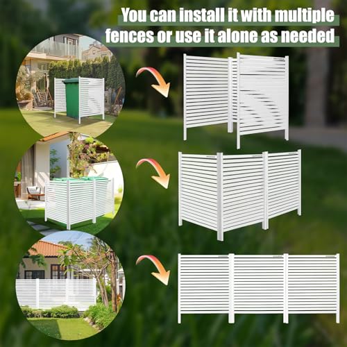 Air Conditioner Fence 3 Panels, 36" W x 45" H Outdoor Trash Can Fence, Easy Assembly Decorative Privacy Screen for AC Units & Pool Equipment - size: 36"W X 45"H-3 Panels Horizontal