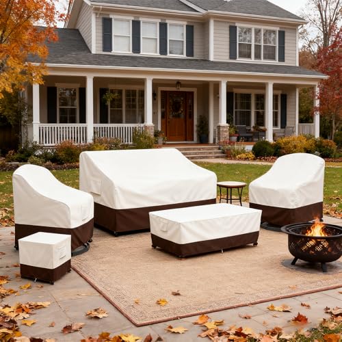 Bitubi Waterproof Patio Sofa Cover, Heavy Duty 3-Seater Outdoor Couch Cover Size Up to 76W x 32.5D x 33H Inches, Lawn Patio Furniture Covers with Air Vent (Brown) - color: Sofa-brown, size: 76"W x 32.5"D x 33"H