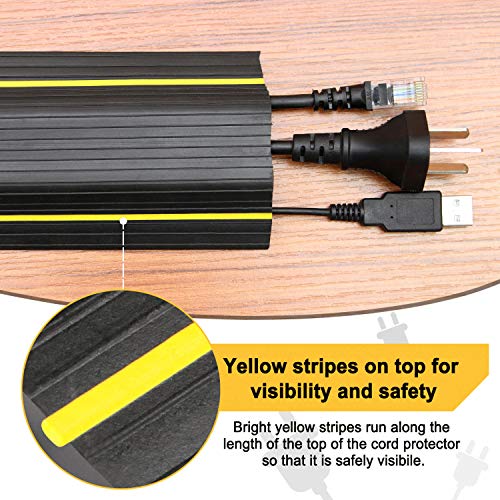AGPTEK Heavy Duty Floor Cable Cover Cable Protector, 6.5 Ft Floor Cord Protector 3 Channels Floor Cord Cover (Mid Channel 0.93") Contains Cords, Cables and Wires, Good for Office, Home, or Outdoor - color: Black