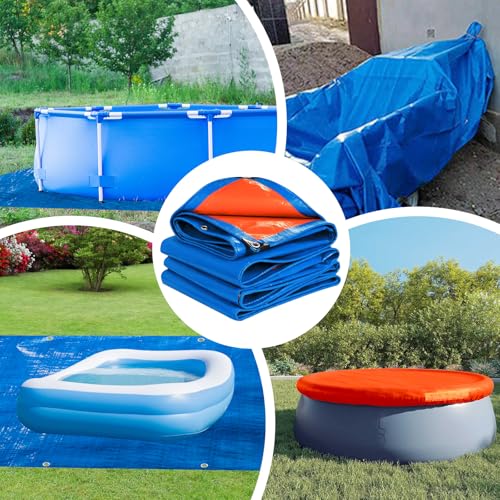 succulentlovers 17FT Double Sided Pool Floor Mat - Square Pool Liner Pool Pads for Above Ground Pool Heavy Duty Swimming Pool Tarps Ground Cloth for Preventing Punctures & Extending Liner's Life