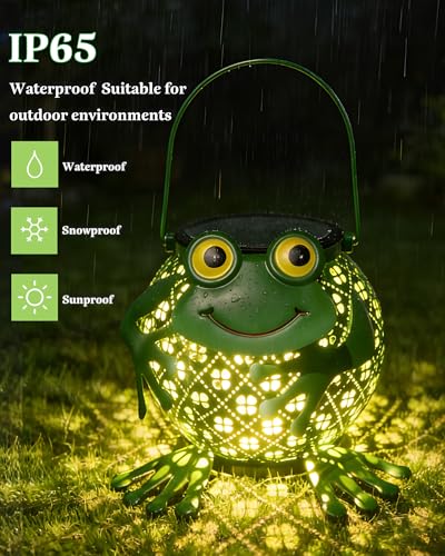 Solar Lanterns Outdoor, Solar Lights Outdoor Garden Decor, Waterproof Outdoor Hanging Lantern Solar Garden Lights Frog for Outside Patio Yard, Lawn, Porch, Backyard Decoration - style: Frog