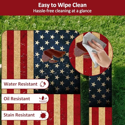 Picnic Table Cover with Bench Covers 8FT 3PCS, 250th Anniversary Rectangle Tablecloth, Waterproof Fade Resistant American Flag Decor for 4th of July for Outdoor Parties, 96", US Flag - color: Us Flag, size: 96"