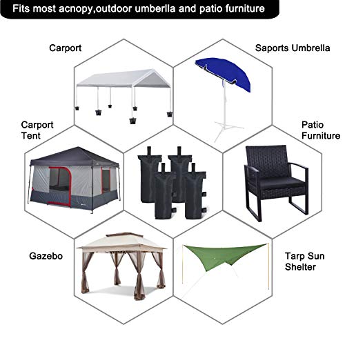 ABCCANOPY 100 LBS Extra Large Canpoy Sand Bags for Ez Pop up Canopy Tent Outdoor Instant Canopies, 4-Pack, Black (Without Sand) - color: Black, size: 100lbs