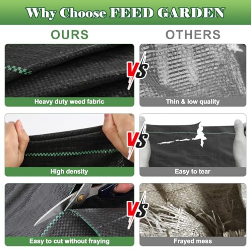 FEED GARDEN 4FT x 300FT Landscape Fabric Weed Barrier Fabric, Heavy Duty 3.2oz Weed Control Mat, Weed Blocker Ground Cover Geotextile Fabric for Gardening, with 20 U-Shaped Stakes - size: 4FT x 300FT