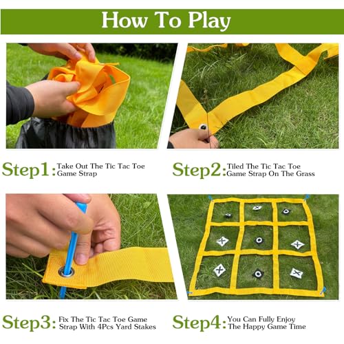 Giant Tic Tac Toe Strap Game Outdoor, Portable Tic Tac Toe Bean Bag Toss with 10pcs Bean Bag, Large Outdoor Lawn Yard Backyard Carnival Field Day, Jumbo Yard Games for Family - style: Classical