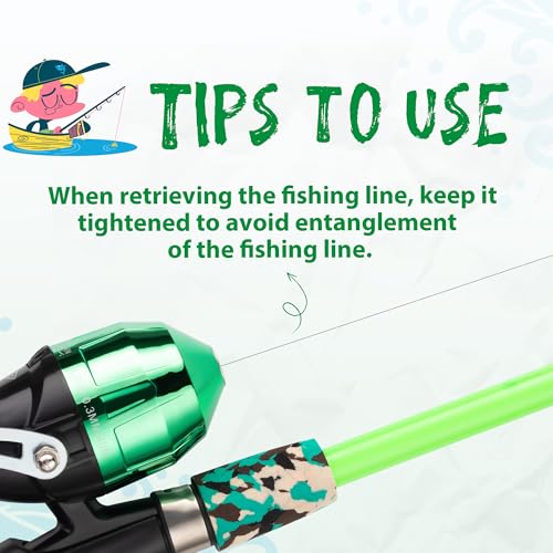 WIDDEN Kids Fishing Pole, Portable Telescopic Kids Fishing Poles for Boys and Girls, Fishing Rod and Reel Combo Kit with Tackle Box, and Fishing Net, Best Fishing Pole for Toddler Youth - color: Pink+Green