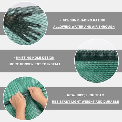SUNNY GUARD 65-75% Sun Shade Cloth, 6 x 8 FT Green HDPE Mesh – Breathable Garden Shade Cover for Plants, Vegetables, Greenhouse, Patio, Chicken Coop & Dog Kennel - color: 70% SHADE-GREEN, size: 6 FT x 8 FT
