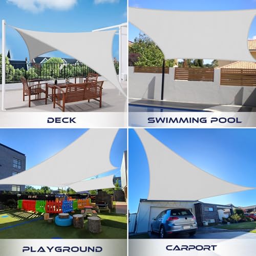 Windscreen4less 5'x5' Waterproof Sun Shade Sail Rectangle Shade Canopy Cover UV Block for Backyard Patio Deck Balcony Pergola Garden (Light Gray) - color: Light Gray, size: 5' x 5'