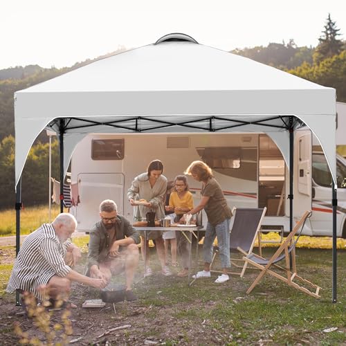 GDY 10x10 Easy Set Up Camping Canopy, Pop Up Tent with 4 Piece Sidewalls, Easy Up Canopy for Events, Parties, Gatherings, Camping, White. - color: White, size: 10x10