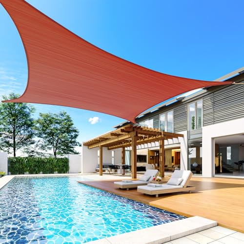 Quictent 12x16ft 185G HDPE Rectangle Sun Shade Sail Canopy 98% UV Block Outdoor Patio Garden with Hardware Kit (Terracotta) - color: Terracotta, size: 12 x 16 ft, style: Rectangle