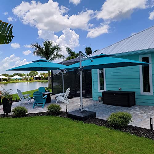 PURPLE LEAF 9' X 11' Patio Umbrella Outdoor Rectangle Umbrella Large Cantilever Umbrella Windproof Offset Heavy Duty Sun for Garden Deck Pool Patio, Turquoise Blue - color: Turquoise Blue, size: 9' X 11'