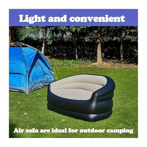 Outdoor Inflatable Sofa Outdoor Portable Inflatable Bed, Lounging Double Sofa, Folding Camping Recliner, Flocking Easy Inflate(Blue)
