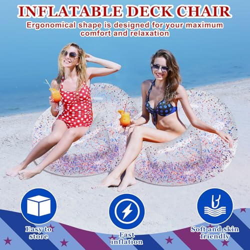 Realspring Inflatable Bean Bag Chair for Adult Bean Bag Sofa Chair Blow up Inflatable Furniture for Outdoor Living Room Bedroom Balcony Travel Party Gift Accessories(Colorful Glitter,2 Pcs) - color: Colorful Glitter
