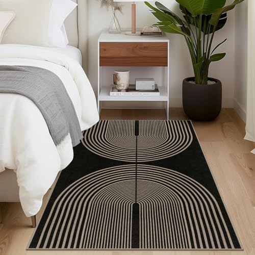 Rugalia Easy Jute Small Outdoor Patio Rug, 3x5 Black Rainbow Entryway Rug Washable Non-Slip Modern Kitchen Rugs, Neutral Farmhouse Boho Throw Carpet for Outdoor Living Room Porch Backyard - color: Black Rainbow, size: 3' x 5' (Rectangular)