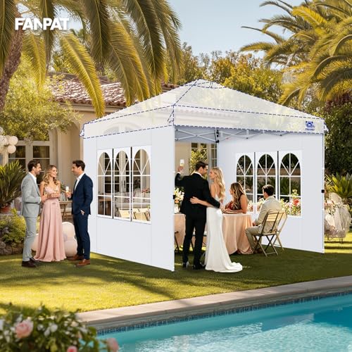 FANPAT Church Window 10x10ft Canopy Sidewalls for Pop Up Canopy, Waterproof UV Protection Fabric, Suitable for Outdoor Party, Picnics & Camping, Black(2pcs Sidewalls Only, NOT Included Frame and Top) - color: Black, size: 2 Pcs