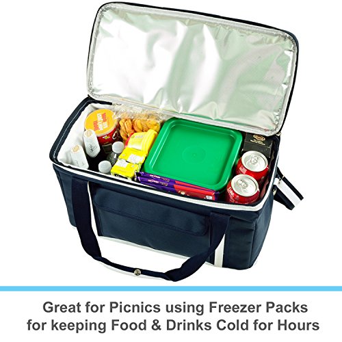 Picnic at Ascot 64 Can Capacity Heavy Duty Collapsible Leakproof Cooler- Designed & Quality Approved in the USA - color: Black