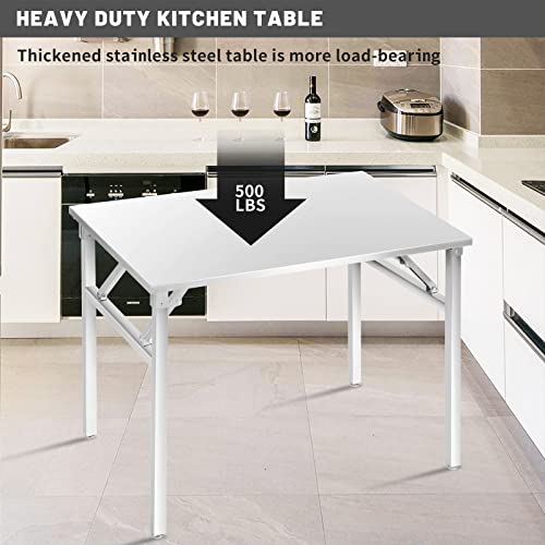 Small Stainless Steel Folding Table, Portable Camp Picnic Party Dining Table No Assembly Sturdy Small Folding Desk Kitchen Prep Table(32" x 16") - size: 32*16
