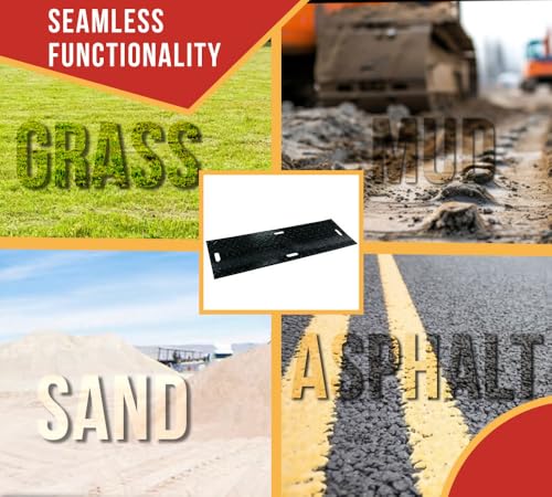 Mytee Products 2' x 6' Ground Protection Mats with Double Sided Diamond Plated Tread Design - High Density Polyethylene Mat, Easily Supports 35 Ton Loads on Lawns, Dirt, and Any Other Areas - size: 2 feet x 6 0.5 inches