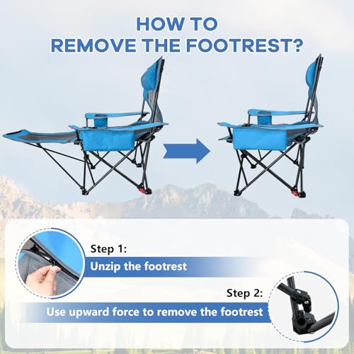 Reclining Camping Chair 4 Position with Foot Rest Comfortable for Adults 265Ibs Folding Lounger Mesh Beach Chair with Cooler Bag and Cup Holder for Outdoor Patio - color: Blue, style: Single - No Cotton Pad