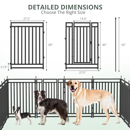 Dog Fence Outdoor for Yard Dog Playpen Indoor 40" Height 16 Panels Portable Puppy Playpen Dog Kennel for RV Camping(Black-Silver) - size: 40" Height, style: 16 Panels