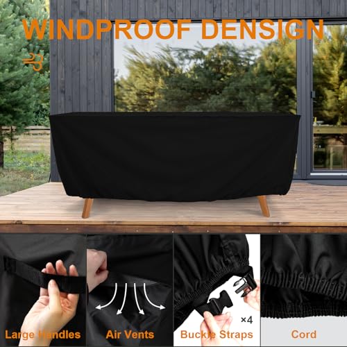 Tempera Patio Furniture Covers,Outdoor Table And Chair Covers Waterproof, Outdoor Dining Set Cover,Heavy Duty Rectangle Patio Furniture Cover,62''L x 42''W x 27.8''H,Black - color: Black, size: 62''L x 42''W x 27.8''H