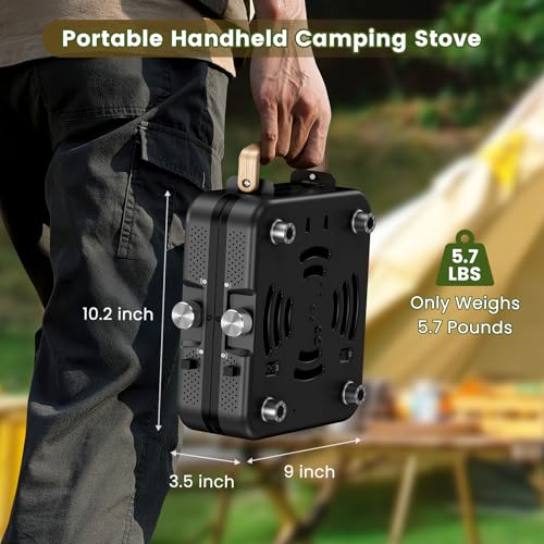 OGERY 2-Burner Foldable Camping Stove with Griddle (Textured & Smooth) and Carrying Bag, Portable Propane Camp Stove with 2 Adjustable Burners & Piezo Ignition, for Camping Tailgating Essentials Gear - color: Black