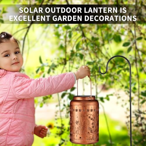Solar Lanterns Outdoor Waterproof Hummingbird Garden Decor Gifts for Women Mom Grandma Hanging Lights Metal Decoration Outside for Yard, Patio,Backyard,Porch(Cat and Butterfly) - style: Cat and Butterfly