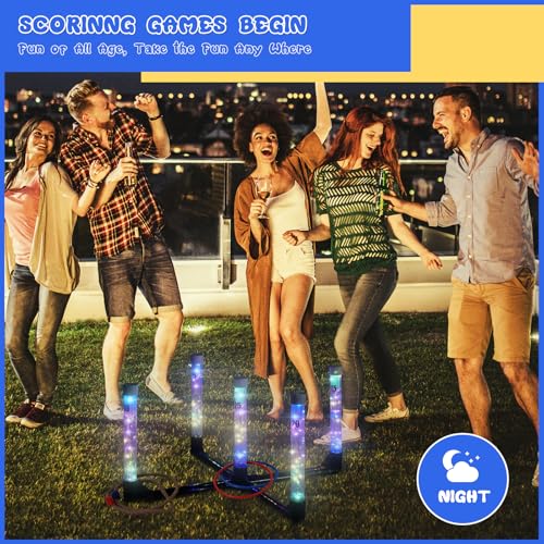 YEEA LED Ring Toss Game for Kids, Adults | Glow in The Dark LED Outdoor Yard Games | Perfect for Camping, Beach, and Backyard Family Gatherings