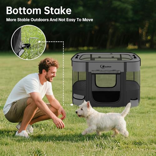 Dog Playpen,Cat Pet Puppy Pen,Portable Playpens for Dogs Indoor Outdoor Travel Camping Use,Foldable Dog Kennel Tent Crate for Rabbit Small Animals with Carrying Case (Dark Grey, Small) - color: Dark Grey, size: Small