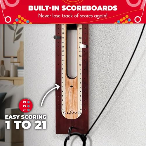 SWOOC Games® - Hideaway Hook and Ring Game On A String - Weather Resistant & Easy Setup - Man Cave Games - Wall Activity for Game Room - Wall Ring Toss Fun for Adults - Bar Activity
