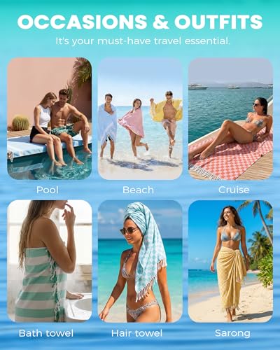 4 Packs Checkered Plaid Turkish Beach Towel Beach Blanket Sandproof Fast Drying Extra Large Match Tote Bag Lounge Chair Umbrella Tent Dress Toys Canopy Outfits Dresses Shirt Cooler Packpack Table - color: 4pcs Mixed, size: 72 X 36 Inch