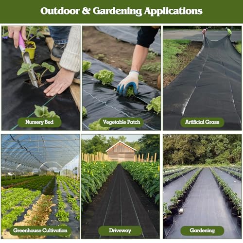 6FT x 100FT Weed Barrier Landscape Fabric, Weed Control Weed Blocker Fabric Heavy Duty with 40 U-Shaped Stakes, Ground Garden Bed Cover Woven Geotextile Fabric for Underlayment, Driveway - size: 6FT x 100FT