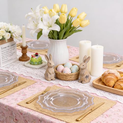 COLOSUS 100pcs Clear Plastic Plates - Heavy Duty Plastic Plates Disposable for Party/wedding Include 50pcs Dinner Plates and 50pcs Dessert Plates. - color: Clear
