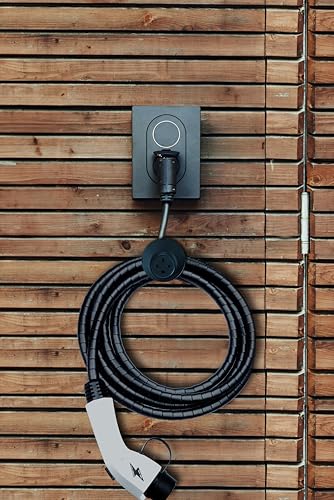 EV Charger Cable Protector, 23FT Electric Car Charger Cable Sleeve,Wear/UV-Proof,EV Charger Cord Protector Flexible/Pet Resistant/Prevents Tread & Door Squeeze