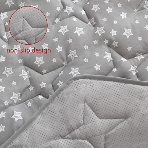Hexagon Playpen Mat Compatible with POP 'N GO Baby Playpen, 59 Inch Hexagon Playpen Mattress Pad, Non Slip and Padded Play Mat Grey with Star Print - color: Grey With Star, size: for POP 'N GO Playpen
