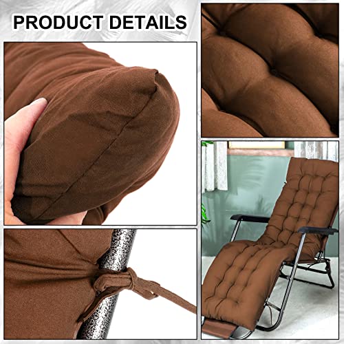 Bucherry 67 x 19 Inch Chaise Lounge Cushions Soft Lounge Chair Cushion Gravity Chair Cushion Sofa Lawn Furniture Cushion Pad with 6 Tie for Outdoor Indoor Patio Home Without Headrest (Coffee,2 Pcs) - color: Coffee