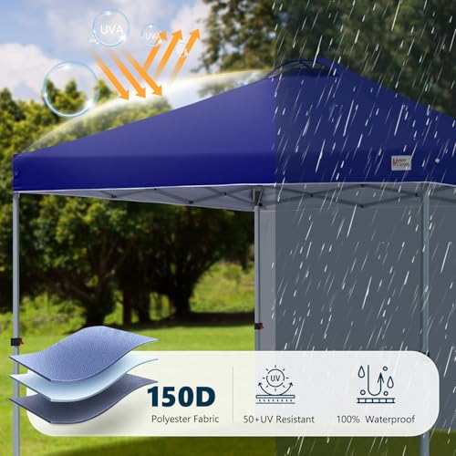 MASTERCANOPY Durable Pop-up Canopy Tent with 1 Sidewall (10'x10',Dark Blue) - color: Dark Blue, size: 10x10