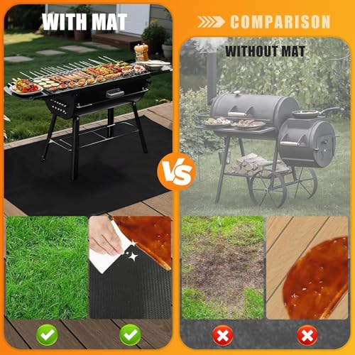 Under Grill Mats for Outdoor Grill – 5 Layer Fireproof Waterproof Oil-Proof, BBQ Mat for Deck, Patio, Fireplace (3 Layer/48x30) - size: 3 Layer/48x30