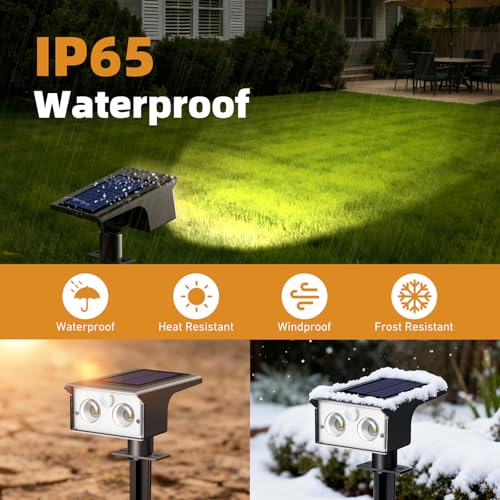 btfarm Solar Spot Lights Outdoor Waterproof, 12 Pack/3 Modes Motion Sensor Lights, Solar Powered Spotlights 2-in-1 Auto On/Off for Outside Pathway Yard Garden Landscape Lighting, Warm White - color: Warm White, size: 12 Pack