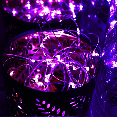 6 Pack Fairy Lights Battery Operated No Remote LED Starry String Lights 30 Micro Starry LEDs on 10ft Copper Wire Light for DIY Wedding Centerpiece Table Decorations (Purple) - color: Purple, size: 10ft