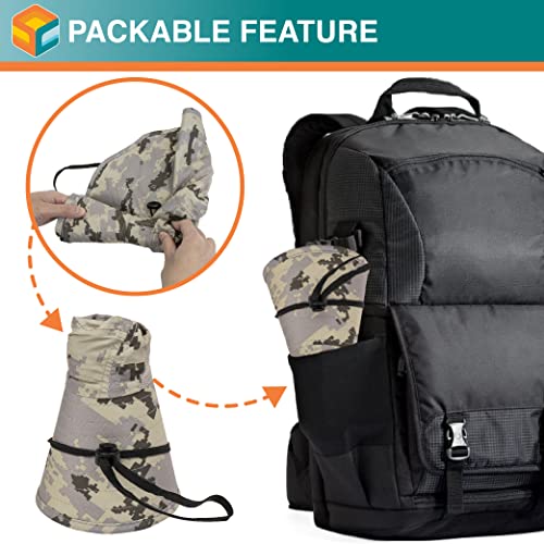 SUN CUBE Wide Brim Sun Hat with Neck Flap, UPF50+ Hiking Safari Fishing Hat for Men Women, Sun Protection Beach Hat - color: Gray Camo