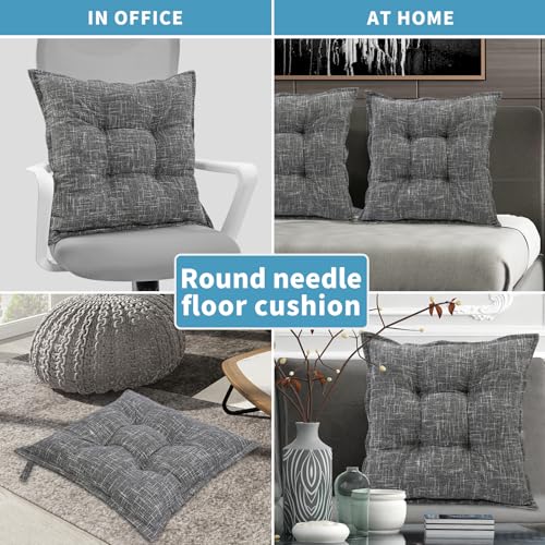 SINSOSSO Large Floor Pillow 22", Thickened Bite-Size Memory Foam Square Non-Slip Cushion for Office Back Support/Indoor Yoga/Chair Seat, Fashionable Color-Blocked Fabric & Washable, Light Gray, 1 PCS - color: Light Gray